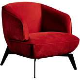 Mersin Accent Chair in Red Velvet Fabric & Black Powder Coated Metal