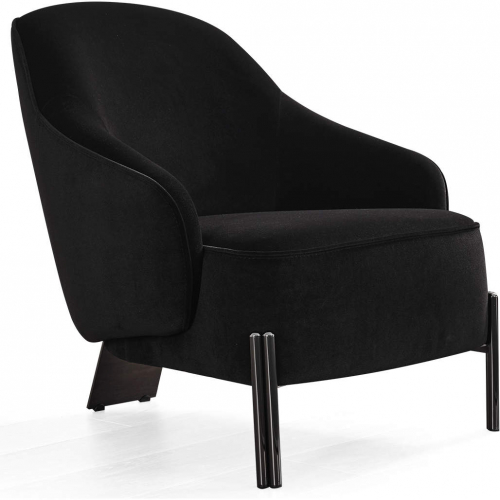 Favori Accent Arm Chair in Black Fabric & Smokey Nickel