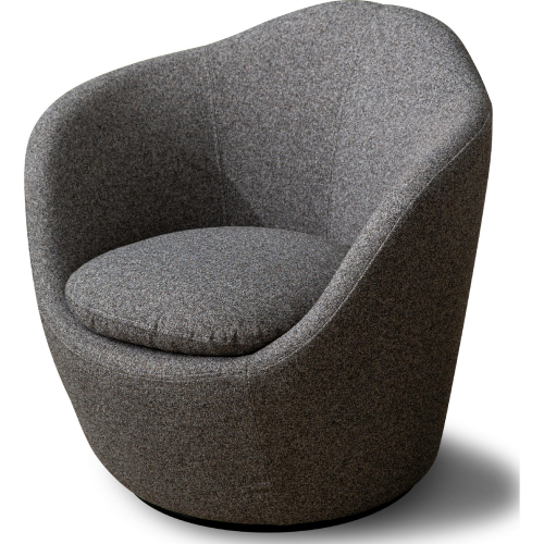 Stone Curved Back Accent Chair in Dark Grey Fabric & Black