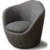 Stone Curved Back Accent Chair in Dark Grey Fabric & Black