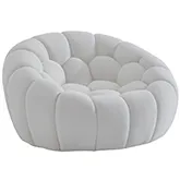 Nest Curved Accent Arm Chair in White Boucle Fabric