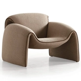 Flore Accent Arm Chair in Taupe Brown Linen Boucle Fabric