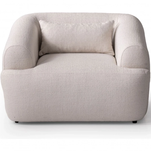 Larissa Accent Chair in White Linen Boucle Fabric