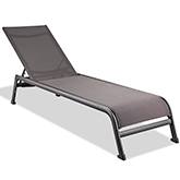 Sunset Indoor Outdoor Chaise Lounge in Taupe Texteline & Aluminum (Set of 2)