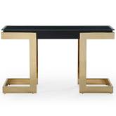 Sumo Console Table in Glass, Gloss Black & Polished Gold Stainless