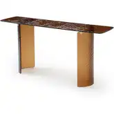 Rivelle Console Table in Bronze Textured Tempered Glass