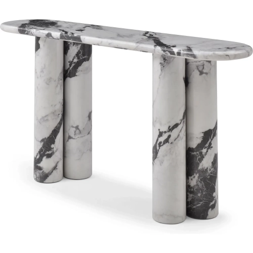 Bianco Console Table in Gloss White & Black Panda Marble