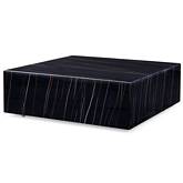 Cube Square Coffee Table with Casters in High Gloss Black Marble