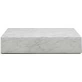 Cube Rectangular Coffee Table with Castors in High Gloss White Marble
