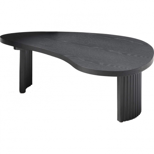 Pam 34" Coffee Table in Black Oak & Matte Black Ribbed Wood