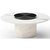 Aviana Coffee Table in Stainless Steel & Marble Paper Covered Wood