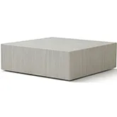 Cube Square Coffee Table w/ Casters in Beige Travertine
