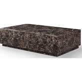 Iris Coffee Table with Casters High Gloss Dark Emperador Marble