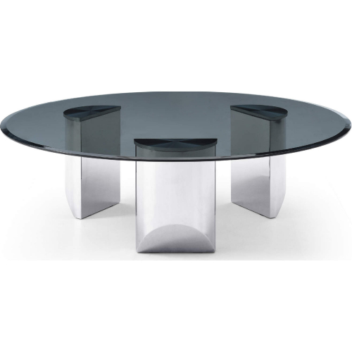 Naomi Coffee Table in Smoke Glass & Polished Stainless Steel