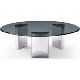 Naomi Coffee Table in Smoke Glass & Polished Stainless Steel