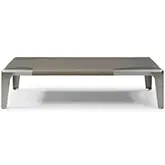 Elena Coffee Table in Light Grey Ash Veneer & Brushed Nickel Stainless