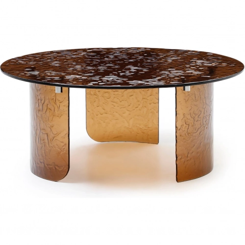 Rivelle Round Coffee Table in Bronze Textured Tempered Glass