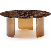Rivelle Round Coffee Table in Bronze Textured Tempered Glass