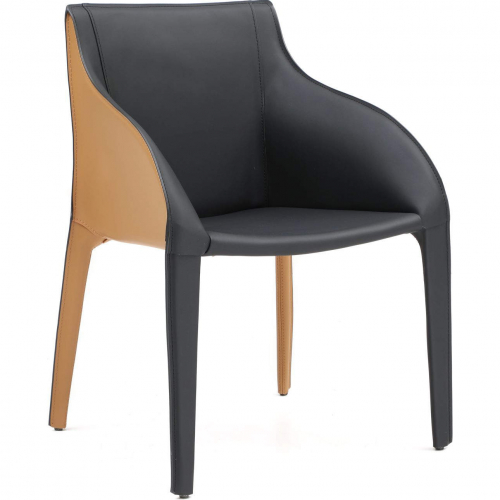 Emory Dining Arm Chair in Black & Brown Eco Leather