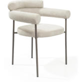 Ella Dining Arm Chair in Light Grey Boucle Fabric & Black Steel (Set of 2)
