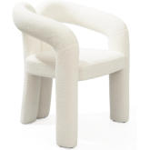 Mirage Dining Arm Chair in White Boucle Fabric