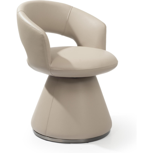 Portofino Dining Arm Chair in Light Grey Leatherette & Brushed Black Steel