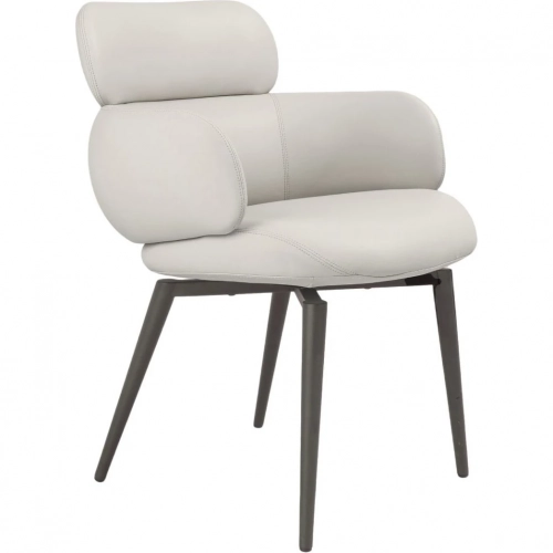 Como Swivel Dining Arm Chair in Light Gray Vegan Leather
