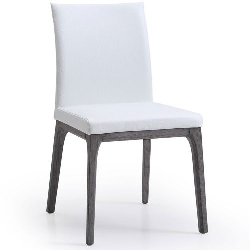Stella Dining Chair in White Leatherette on Oak Veneer (Set of 2)