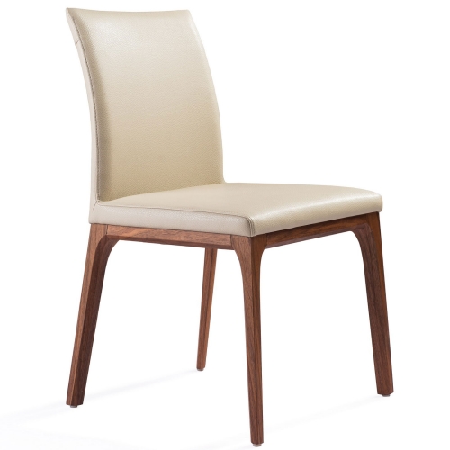 Stella Dining Chair in Taupe Leatherette on Walnut Veneer Base (Set of 2)