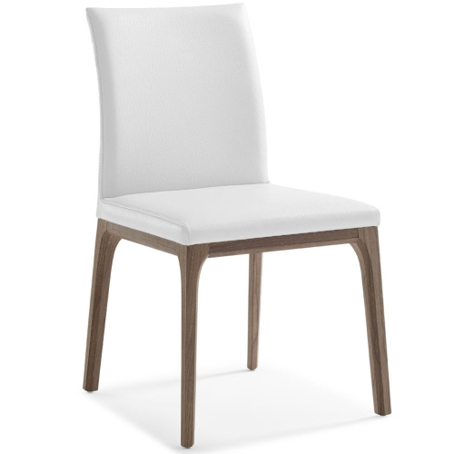 Stella Dining Chair in White Leatherette on Walnut Veneer Base (Set of 2)