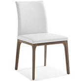 Stella Dining Chair in White Leatherette on Walnut Veneer Base (Set of 2)