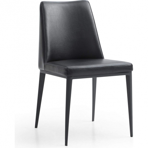 Carrie Dining Chair in Light Grey Eco Leather & Sanded Black Steel