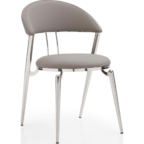 Geneva Dining Chair in Platinum Grey Eco Leather & Polished Stainless Steel (Set of 2)