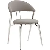 Geneva Dining Chair in Platinum Grey Eco Leather & Polished Stainless Steel (Set of 2)