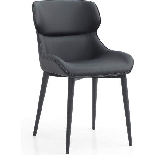 Morocco Dining Chair in Black Eco Leather & Black Sanded Steel