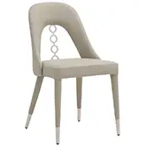 Liza Dining Chair in Grey Leatherette & Silver Stainless (Set of 2)