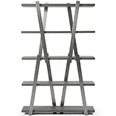 Elena Bookcase in Light Grey Ash Veneer & Brushed Nickel Stainless
