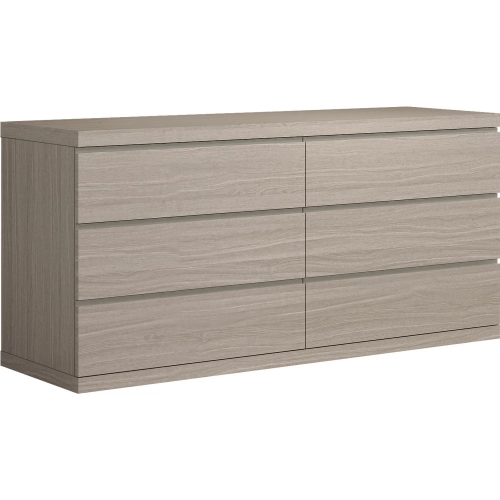 Anna 6 Drawer Double Dresser in White Oak Finish