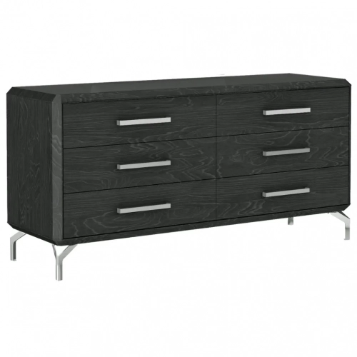 Los Angeles Double Dresser in High Gloss Grey & Stainless Steel