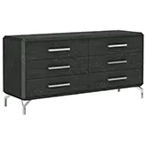 Los Angeles Double Dresser in High Gloss Grey & Stainless Steel