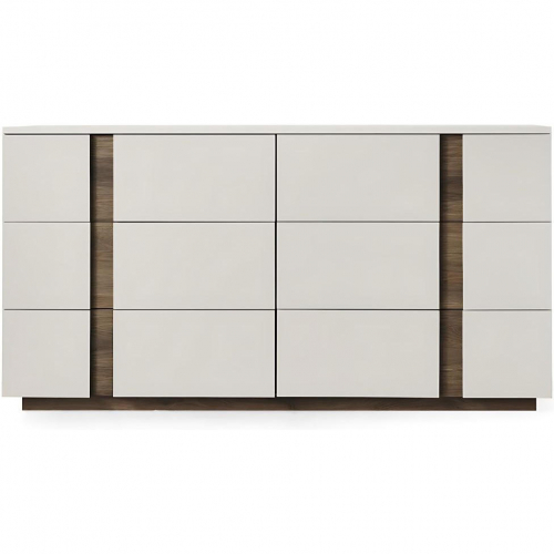 Romina Dresser in Light Grey Lacquer & Walnut Veneer