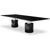 Geneva 180" Dining Table in Gloss Black Marble & Polished Stainless Steel