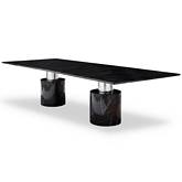 Geneva 120" Dining Table in Black Marble & Polished Stainless