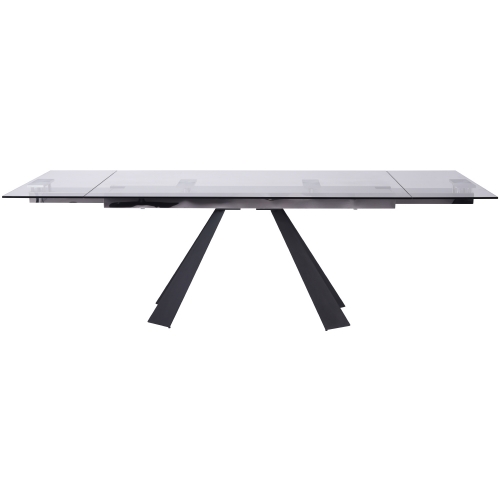 Chicago 63" Extension Dining Table in Tempered Glass & Black Metal