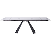 Chicago 63" Extension Dining Table in Tempered Glass & Black Metal