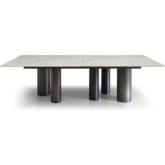 Envie 108" Dining Table in High Gloss White Marble & Brushed Black Stainless