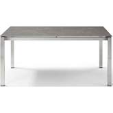 Paola Outdoor 63" Dining Table in Glass, Light Grey Ceramic & Brushed Stainless Steel