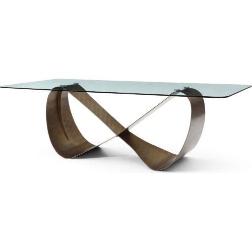 Tiffany 94" Dining Table in Tempered Glass & Brushed Bronze