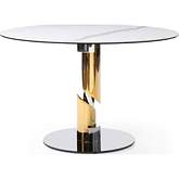 Gloria 47" Round Dining Table in White Ceramic, Gold & Silver Stainless Steel