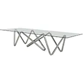 Anaconda 142" Dining Table in Tempered Glass & Brushed Nickel